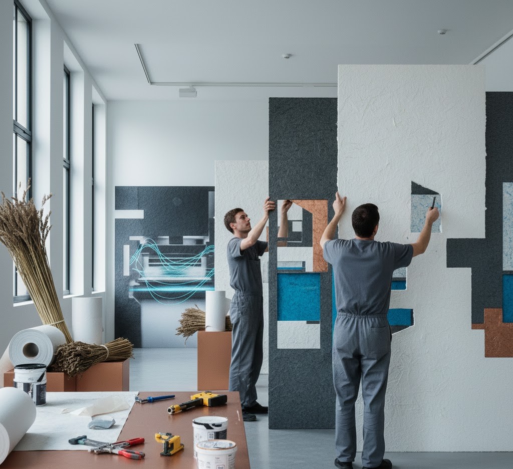 Professional installation of paper wall panels