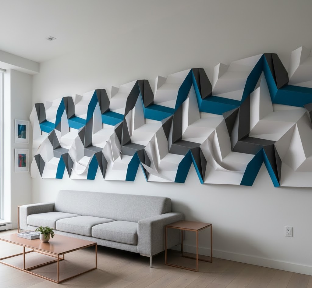 Paper wall panels in modern living space